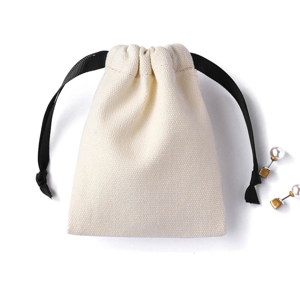 Wholesale Custom sliver gold screen printing logo cotton canvas drawstring dustbags cotton gift bags