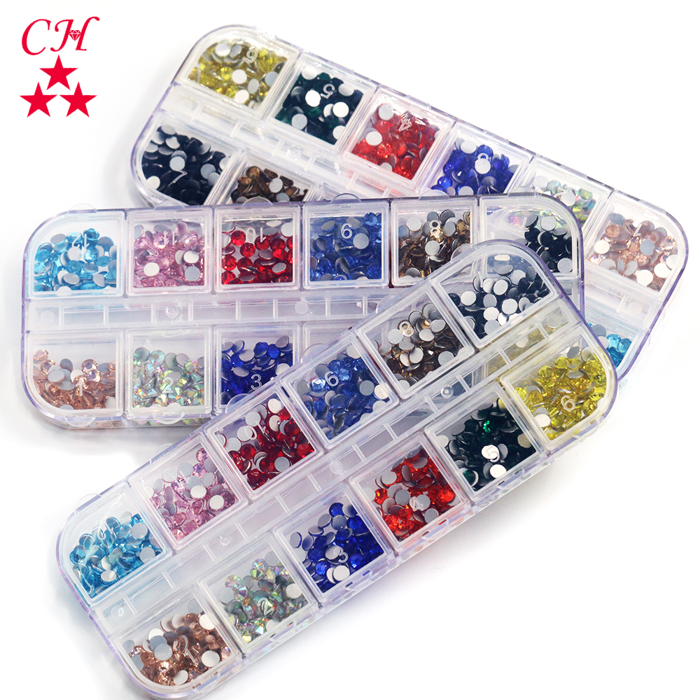 1 case Multi Size Crystal Non Hotfix Rhinestone Flatback Glass Stone Strass Nail Rhinestone Mixed Cases For DIY Decorations