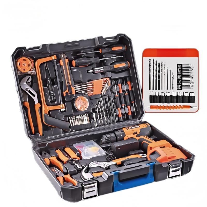 Hot Household Multifunctional DIY Industrial Grade Electric Drill Set Battery-Powered Handheld Toolbox Combination Tool Kit