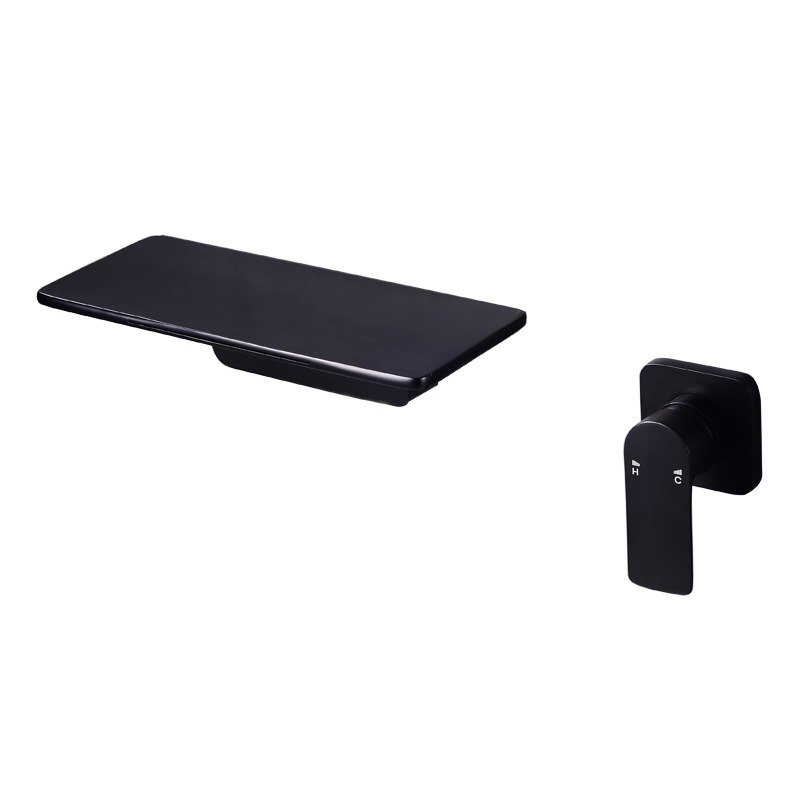 Wall Mounted Bathroom Sink Faucet Waterfall Faucet Single Handle 2 Hole Lavatory Basin Mixer Tap