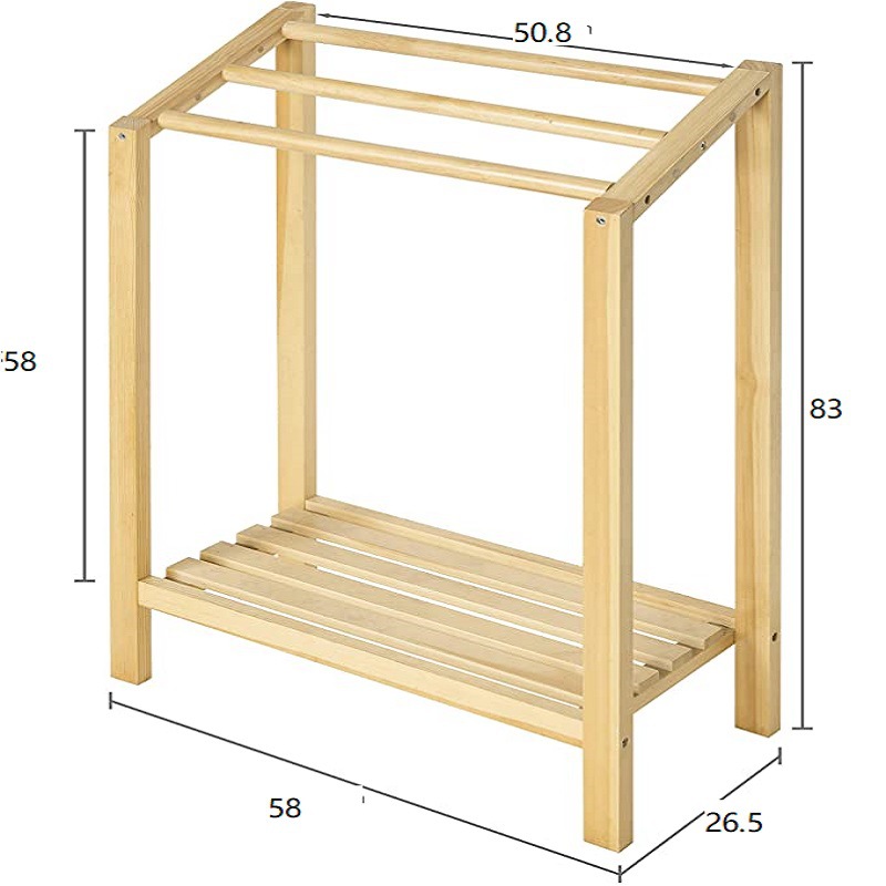 Amazon Hot Sale Bamboo 3 Tiers Bathroom Towel Drying Rack