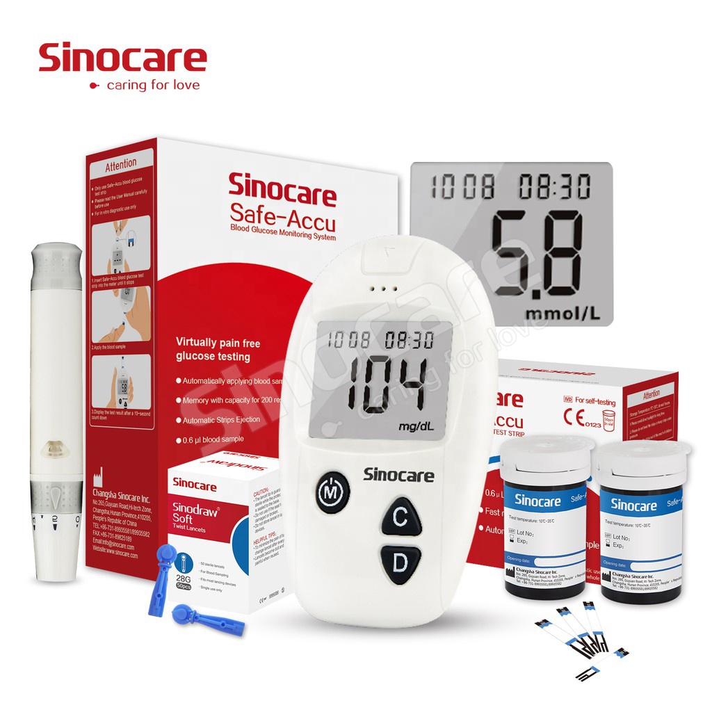 Sinocare легкая и быстрая тест измеритель уровня глюкозы в крови с 50 тест-полосок автоматический код беспроводной прибор для контроля уровня сахара в крови с дешевой ценой
