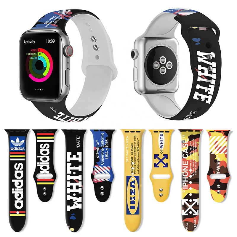Для серии iWatch, персонализированный мультяшный рисунок, модный ремешок для умных часов 40/44 мм, универсальный цветной браслет из силикагеля