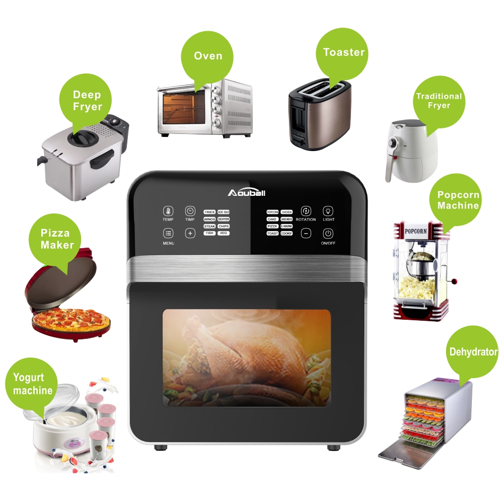 Deep Fryer Electric household AF513T Hot Air Fryer 12L Digital Large Cooking Space S/S Heating Element Multifunctional