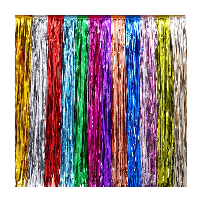 Birthday party decoration background metal foil edge curtain fashion decoration