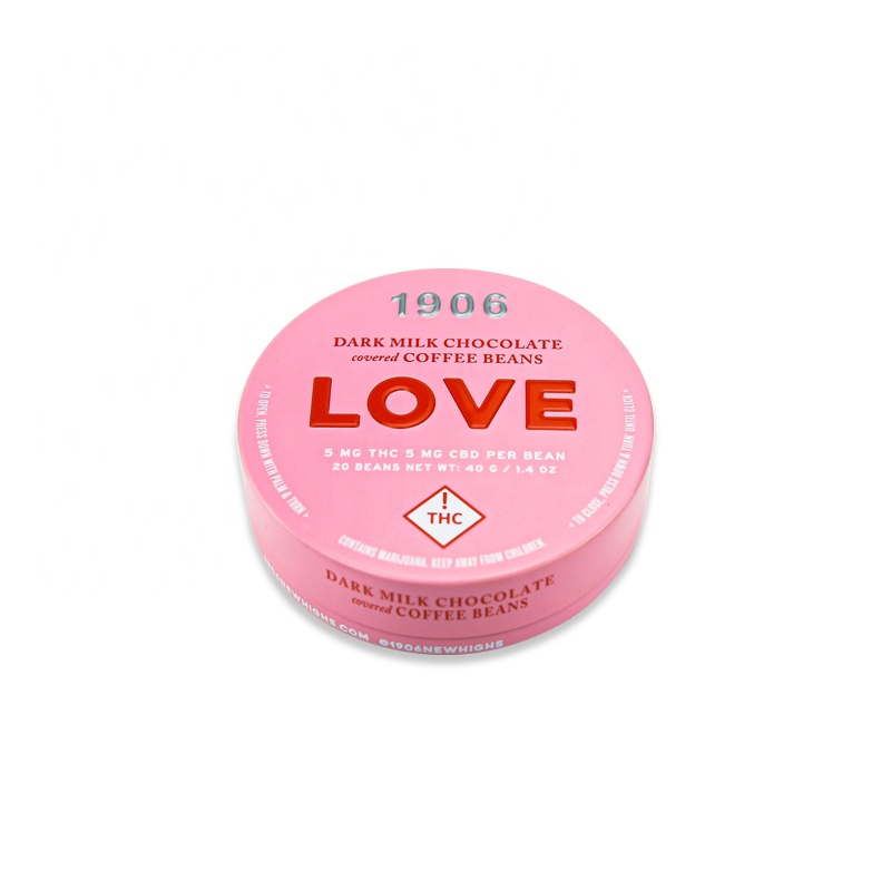 Logo printing Child proof pre rolls metal pink can box child resistant hemp box tin for weed candy