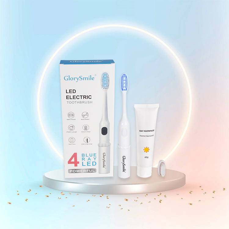 Custom Logo Portable Waterproof Body Toothbrush Battery UV Led Light Sonic Electric Toothbrush