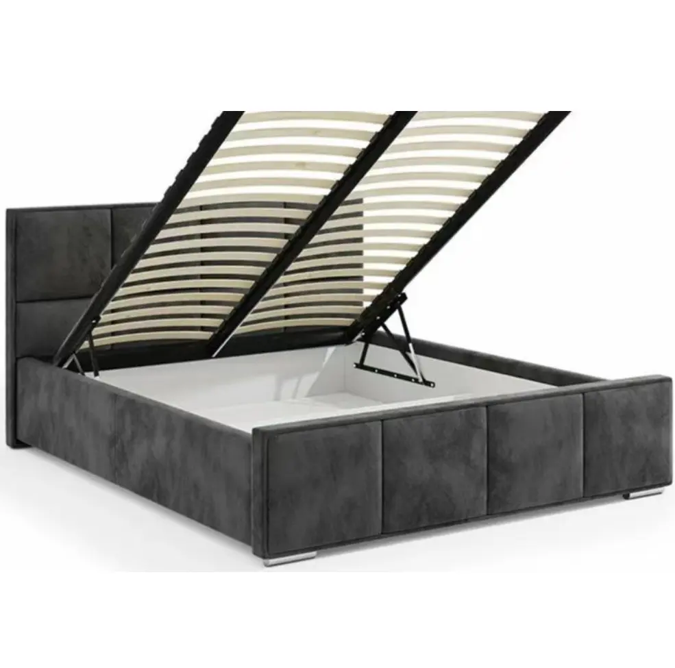 Luxury Beds Upholstery Tufted White Black Gray Velvet Double Queen King Bed Frame With Ladder Stairs Modern Bed