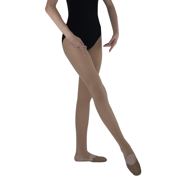 In-stock ready to ship kids caramel skin colored nylon stirrup dance tights stockings pantyhose with crotch