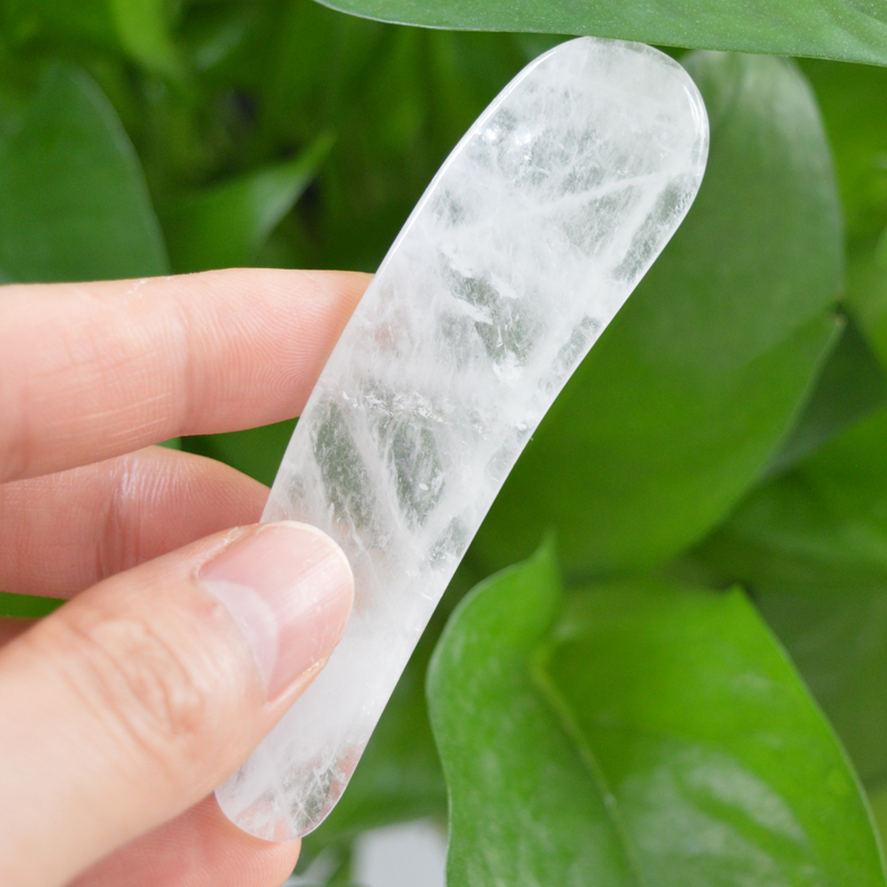 Curved Cosmetic Spatula Scoop Makeup Mask Spatula Eye Cream Spoon Clear Quartz Jade Cosmetic Spoon for Skin Care