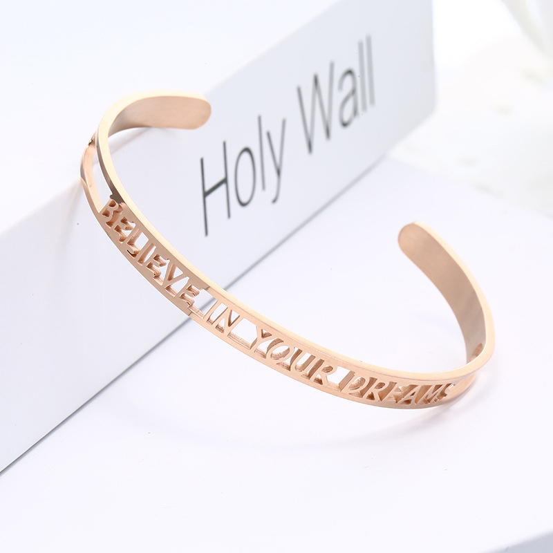 Personality custom engraved any words cuff bracelet