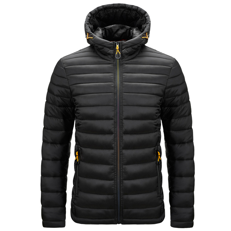 Wholesale Custom Men's Ultra Lightweight Padded Pure Plain Color Winter Men Outdoor Windproof Hooded Winter Down Jacket