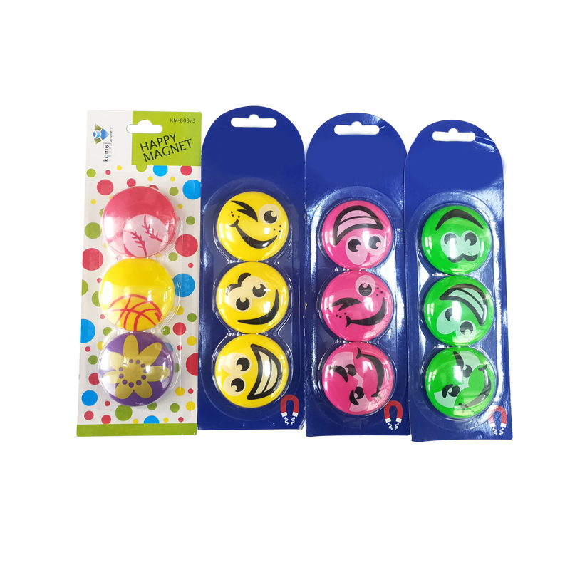 Different smile face printed manget in size 50MM for fridge magnet