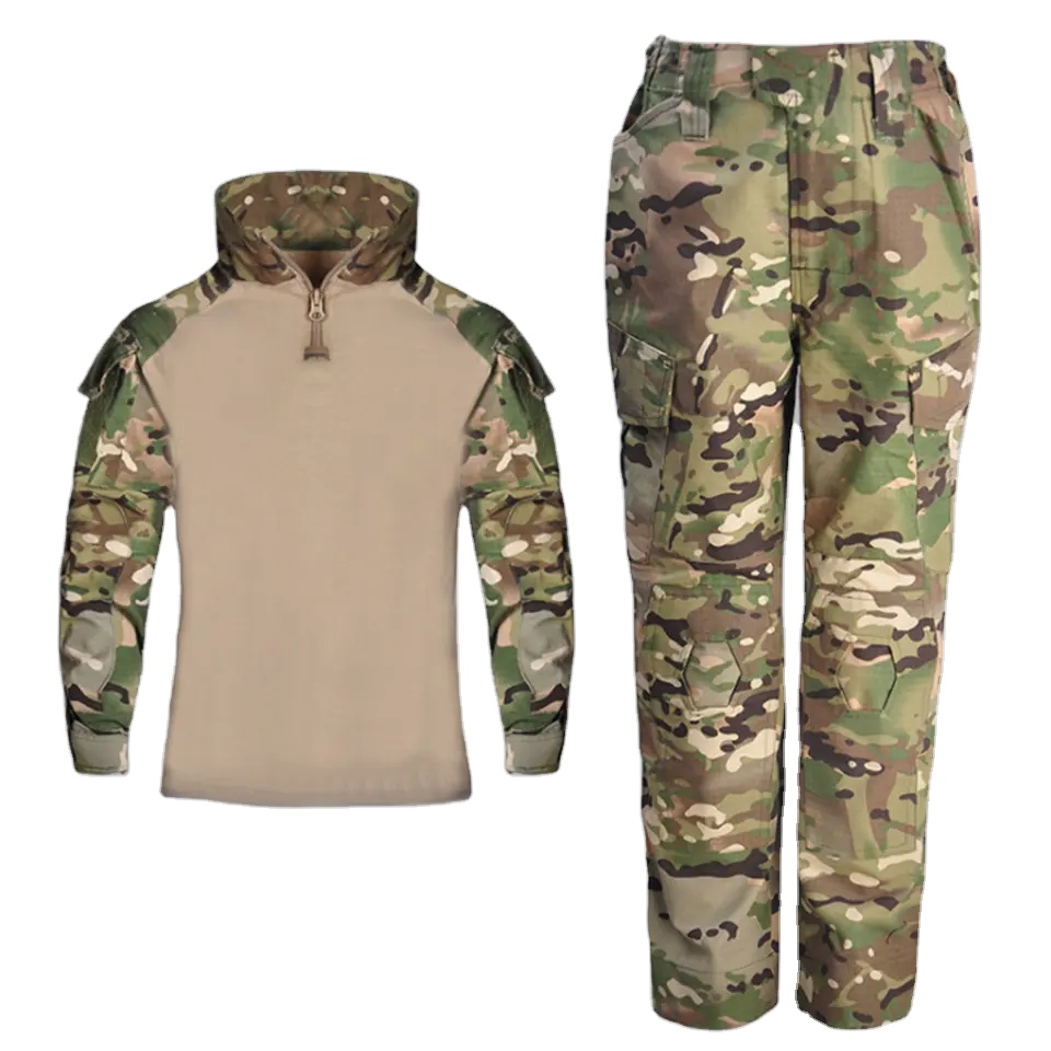 Camo Uniform Tactical Shirt Pants Set Kids Camouflage Combat Hunting Training Clothes Suit