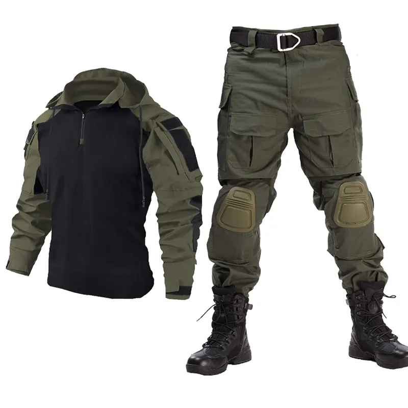 HAN WILD Tactical Protective Camouflage Suit Training Frog Suit Hooded Shirt Pants