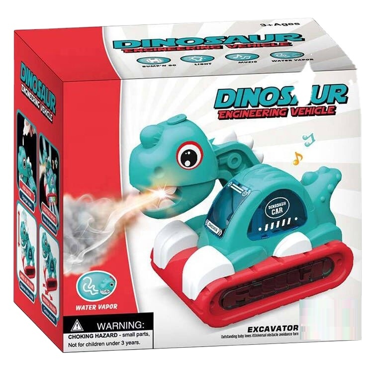 Green Dinosaur Toy Car - Dino Cars with Music Flashing Light and Spray Dinosaur excavator Toys for Toddlers Boys Kids