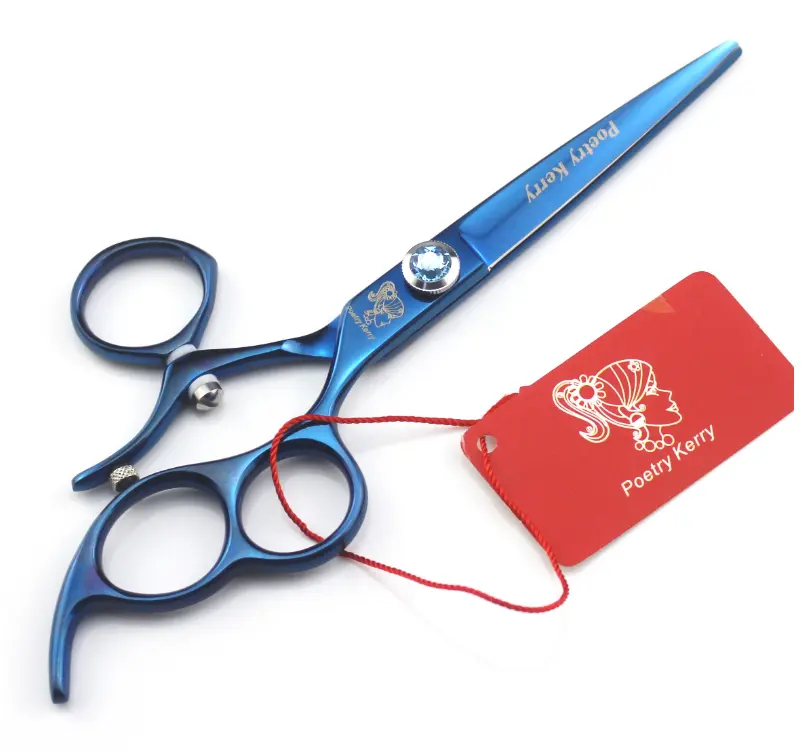 6.0 inch zb high-end blue flying shears flat cut high-end hairdressing scissors rotating free package