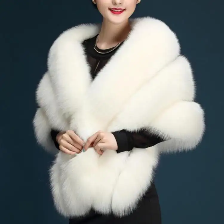 Jtfur Autumn winter bride shawl wedding cloak dress cheongsam fur cape coat women imitation fox fur shawl