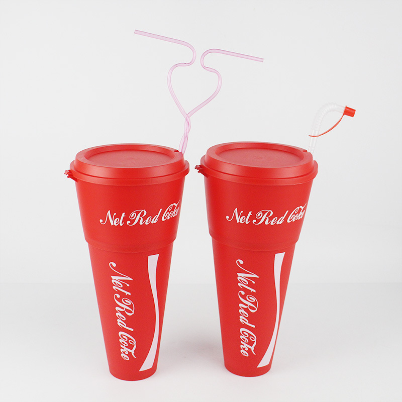 Large Capacity 2000ml Water Juice Drink Plastic Cup Coffee Mugs With Straw