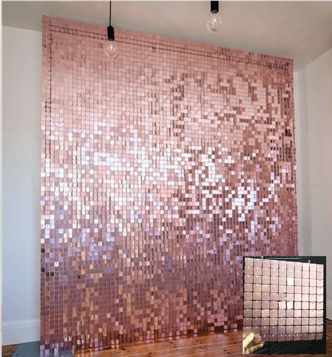 C-SWB001 Hot Sale 3D sequin wall backdrop panel Mirror effect sparkle multi color Anti-UV shimmer sequin wall panel Shimmer wall