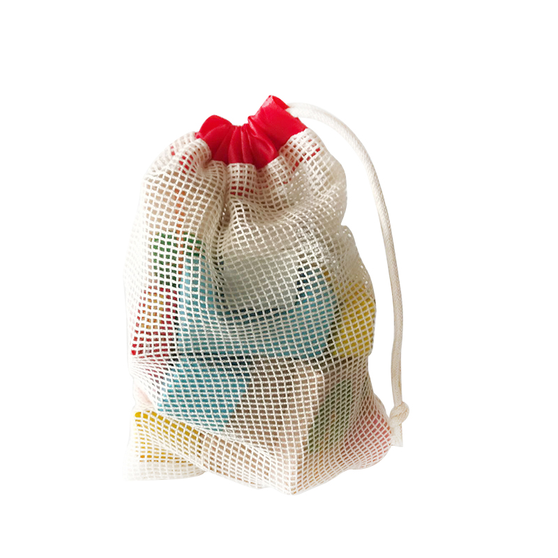 Best Selling Red Top Cotton Mesh Promotion Gift Bags For Wooden Toys