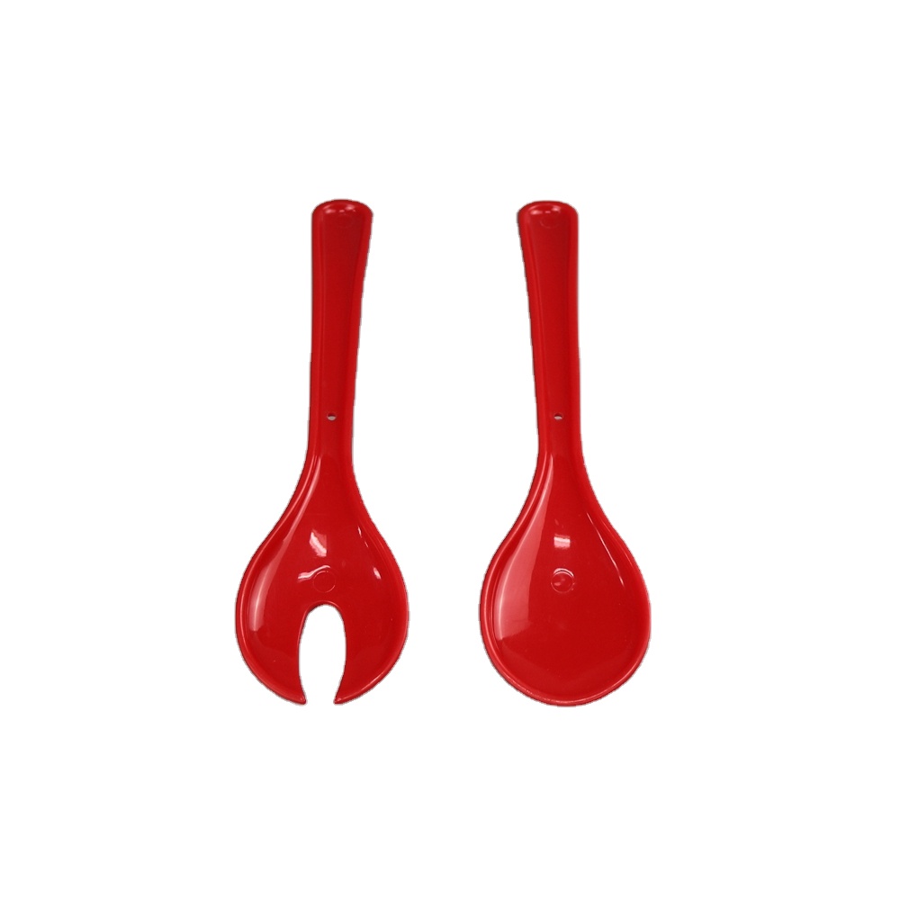 Kitchen Supplies Custom Tableware 2 PCS Plastic Big Salad Spoon Fork Set