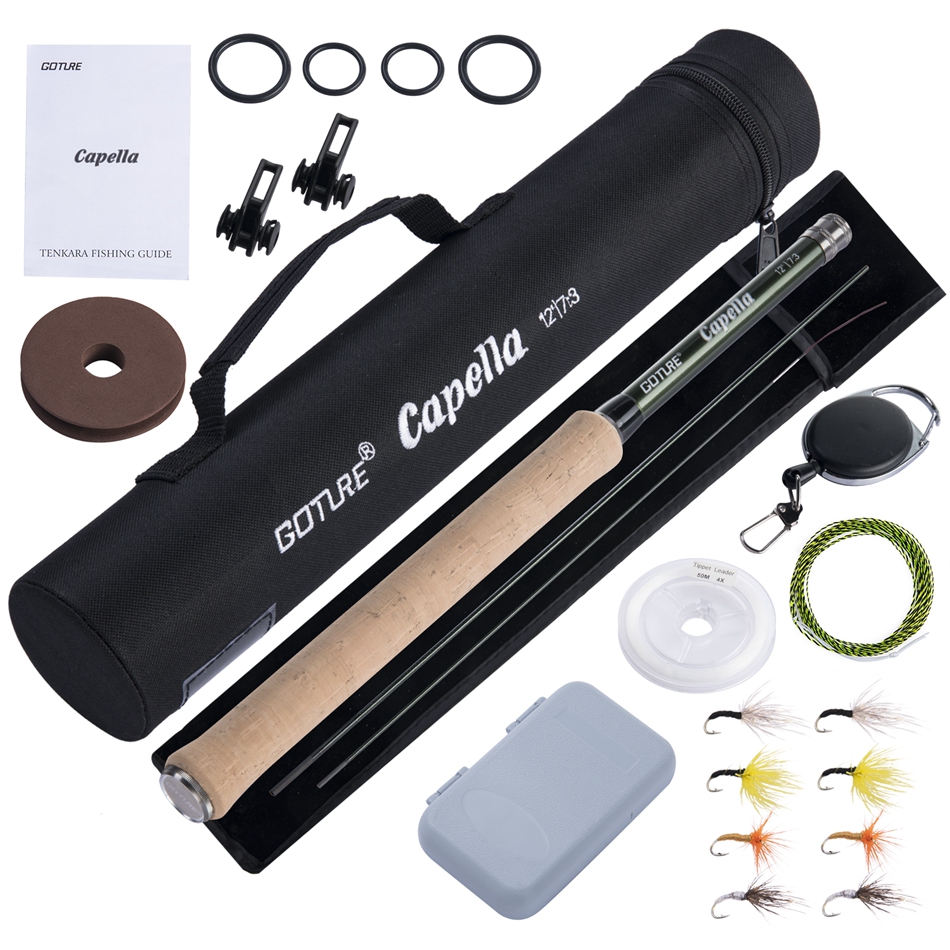 Удочка для ловли нахлыстом Goture Tenkara, 3,6 м, с Основной линией, крючок-держатель, комплект мушек, набор трубок, комбинированное удилище для ловли нахлыстом