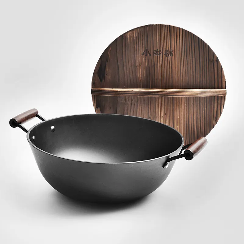 Factory customized Handmade household round bottom cast iron wok for sale