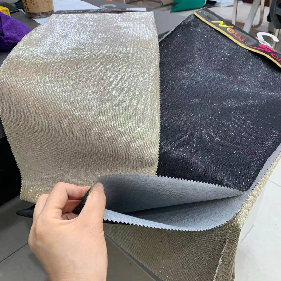 Manufacturer Jersey Sparkle PU Fabric or non-woven fabric Bond Moonlight glitter Lame fabric