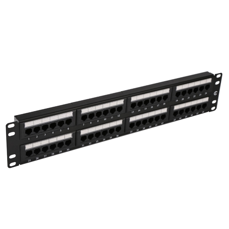 Неэкранированная коммутационная панель Cat6 с 48 портами, 19 дюймов, 2U, используется с кроной и 110 Dual IDC