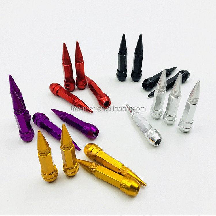 Aluminum Metal Silver spiked car valve caps