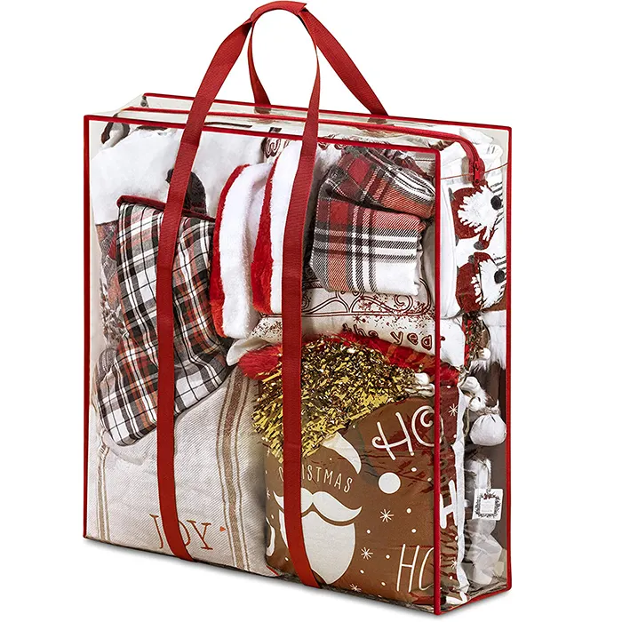 Christmas Storage Bag For Holiday Clear PVC Storage Bag For All Seasonal Clothing And Christmas Decorations