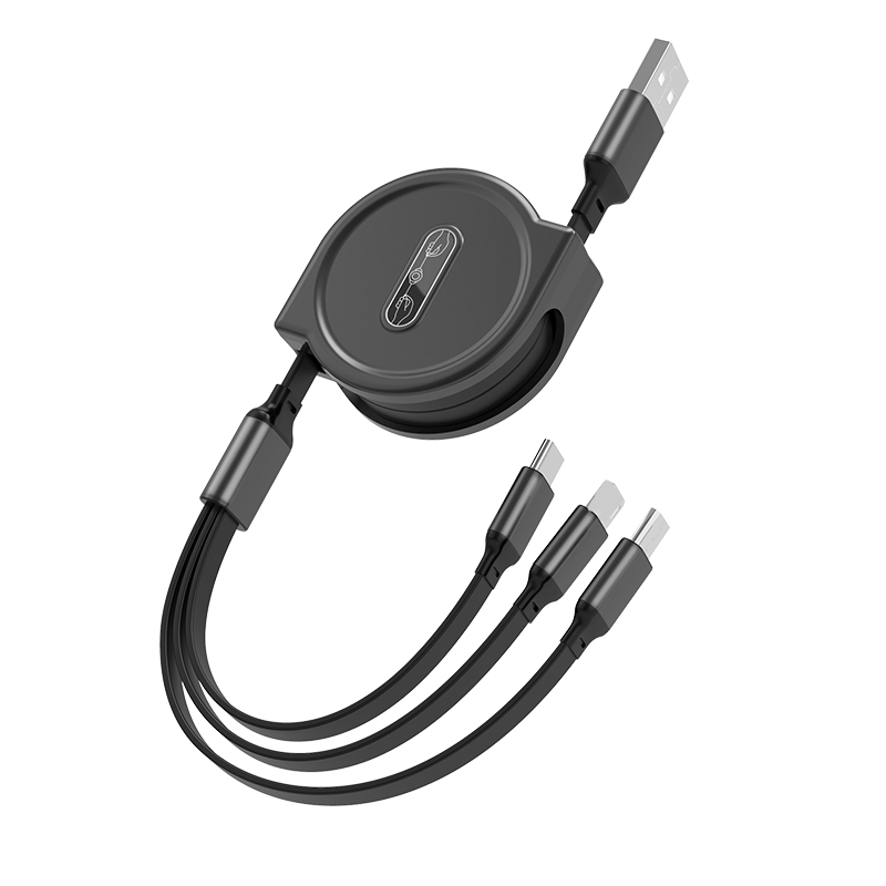 Gift Promotion 3A Retractable 3 in 1 USB Cable 3in1 for iPhone USB C Micro Muti Function Charging Cable for Mobile Phone