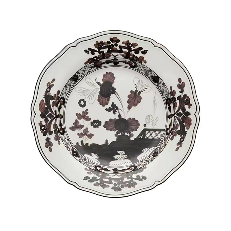 Joy Tableware Ceramic Plate Customized Italian Style Retro Ink Design Dinnerware Set