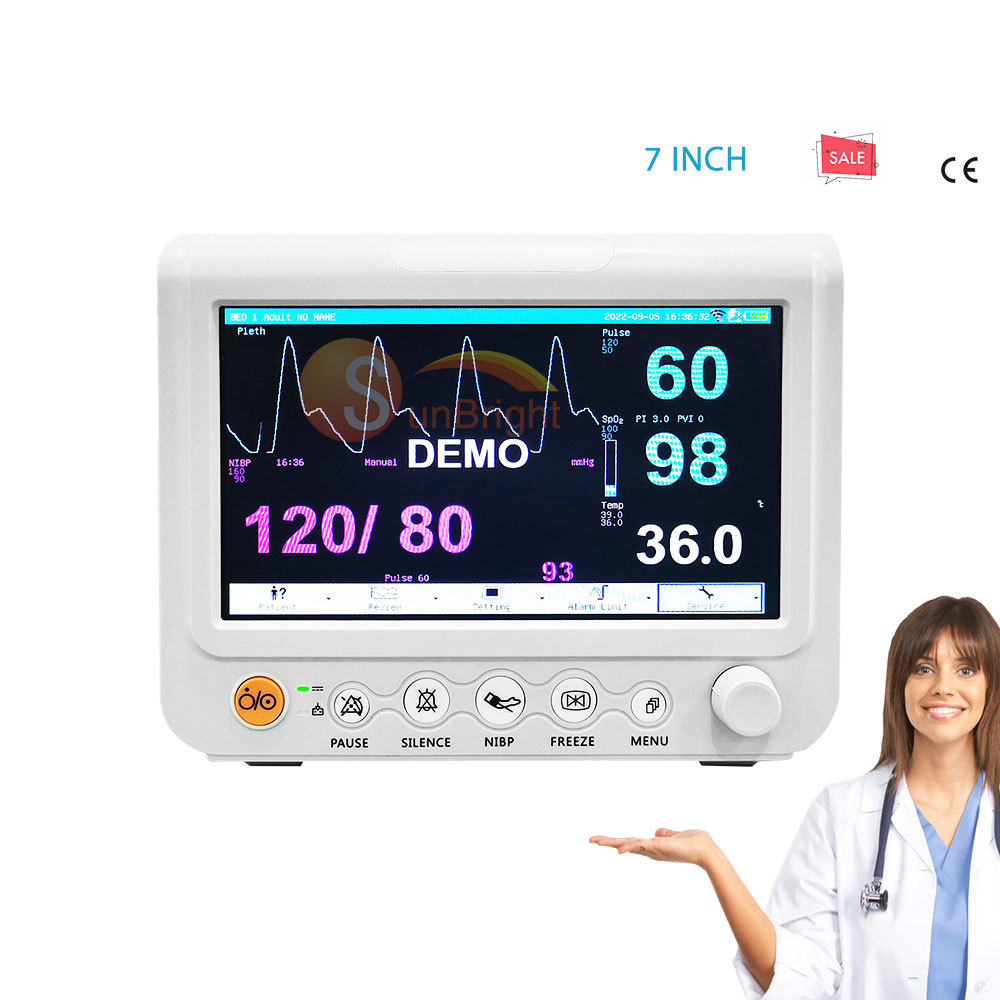 High Quality Multiparameter Monitor Vital Signs Monitors With SPO2 NIBP TEMP PR Function Clinic