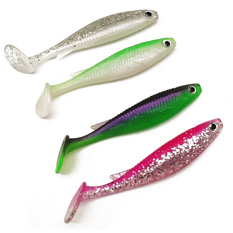 6-12cm double color soft plastic rubber T-tail swim bait PVC pesca fishing lures OEM fishing tackle wholesales