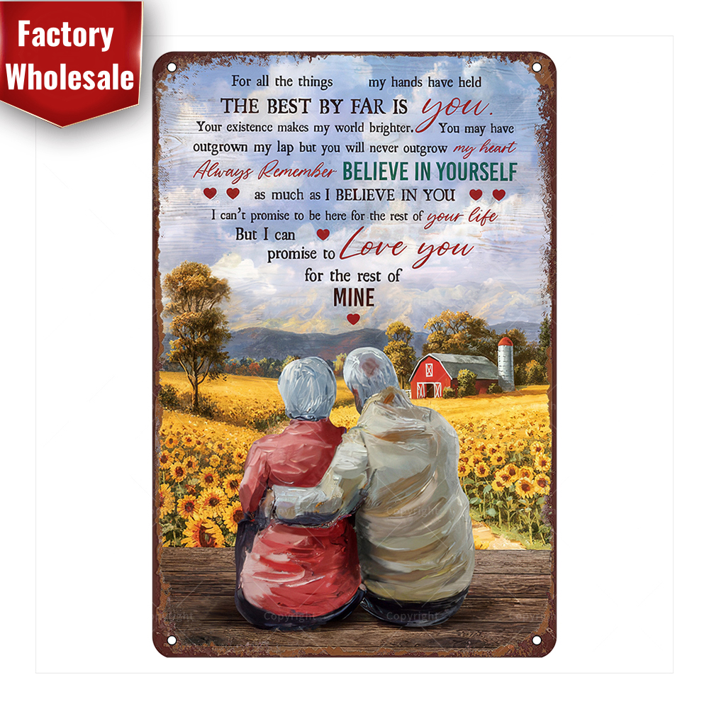 Gift For Wife Metal Tin Sign-To My Love,Our Home Ain't No Castle,Our Life Ain't No Fairy Tale-Cowboy Riding Horse Retro Tin Sign