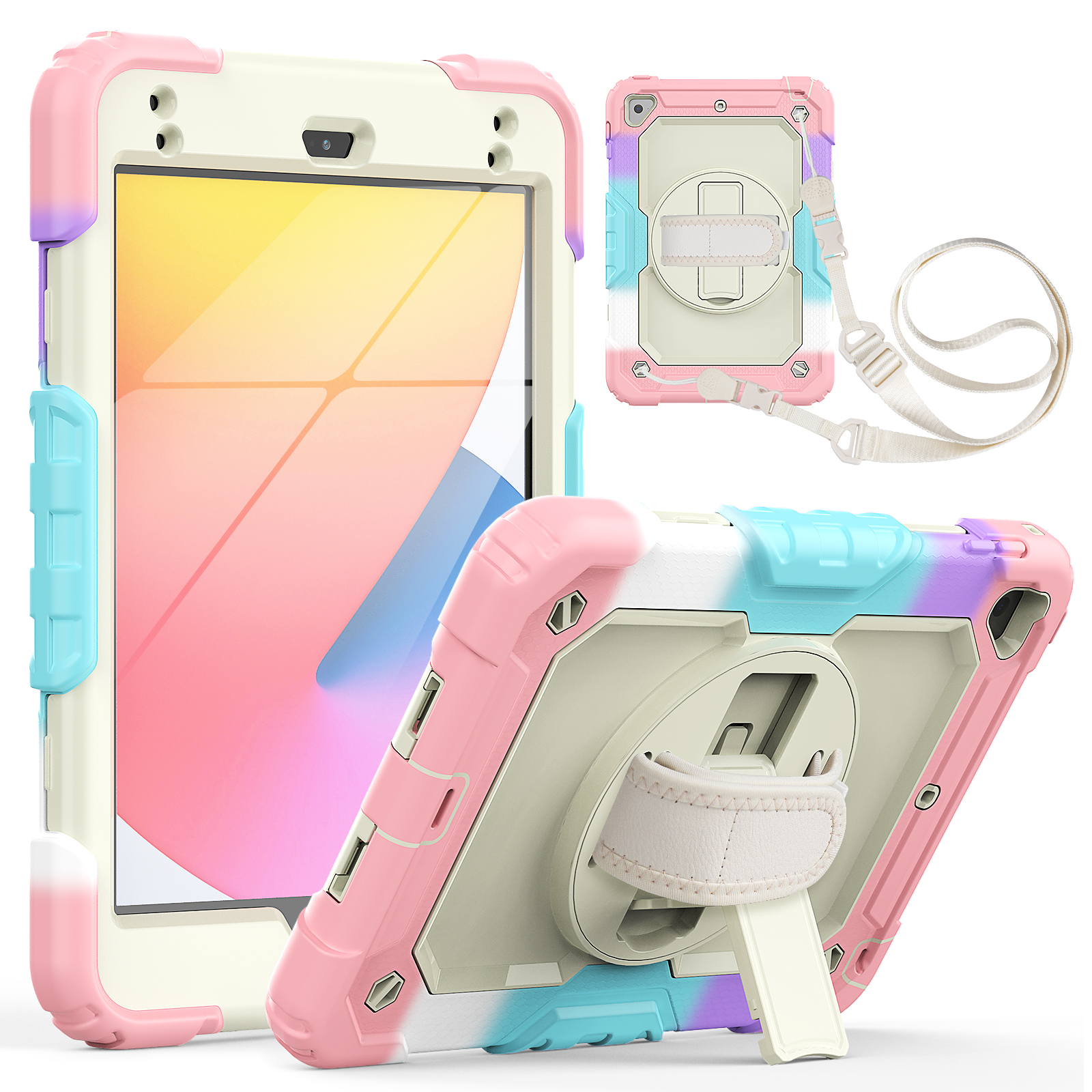 2021 Hot Colorful 360 Rotation Hand Strap with shoulder Shockproof Silicone Armor Protective Case For iPad Mini 5 Tablet Covers