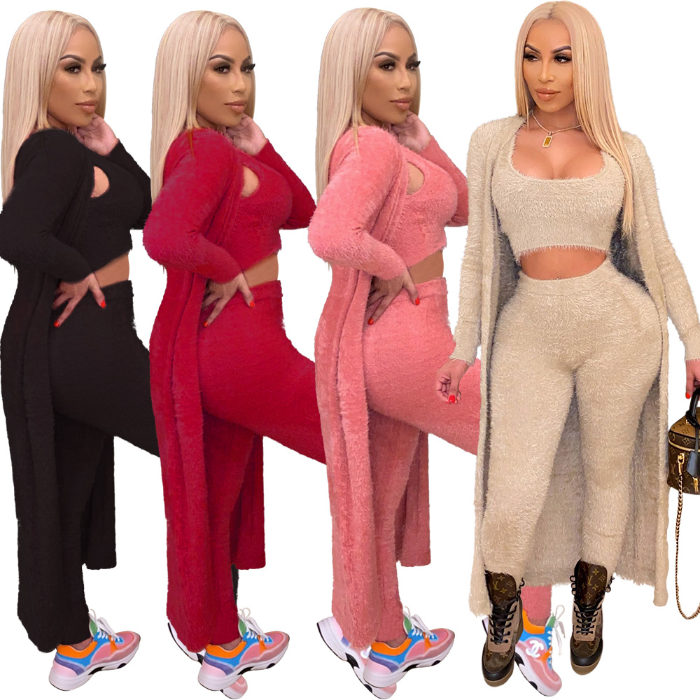 Winter lounge wear fall sets women winter sets fuzzy cozy lounge wear fleece 3 piece lounge wear women