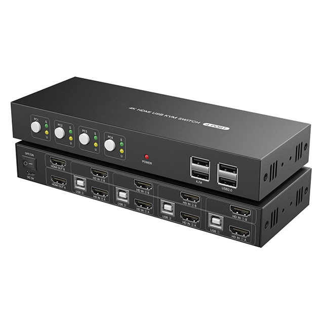 Хит продаж, USB KVM-переключатель, 4 порта, двойной монитор, 4K HDMI-переключатель