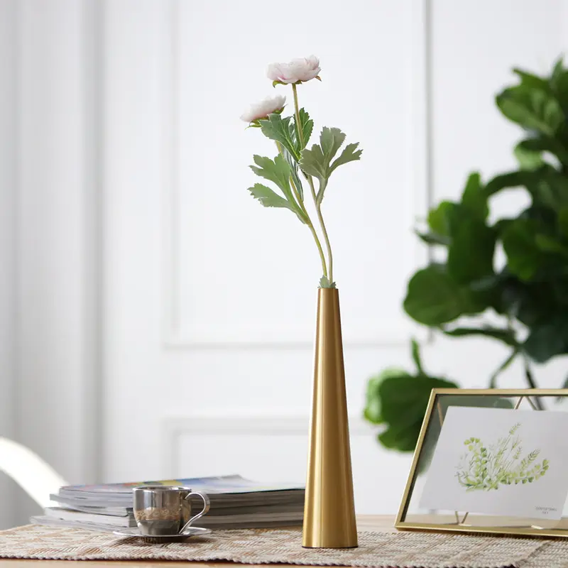 Hot sale luxury gold metal flower metal  vase for home decor