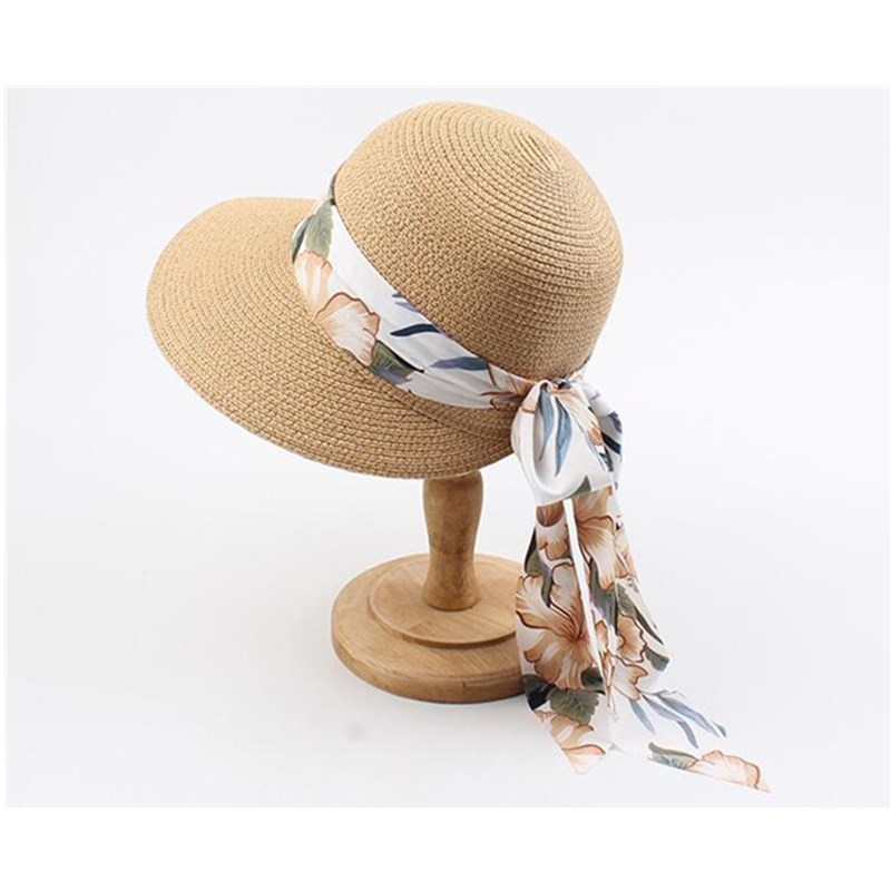 New Style ladies Straw Hat with Streamer, Big brim Fisherman Hat, Fashionable Simple Hat