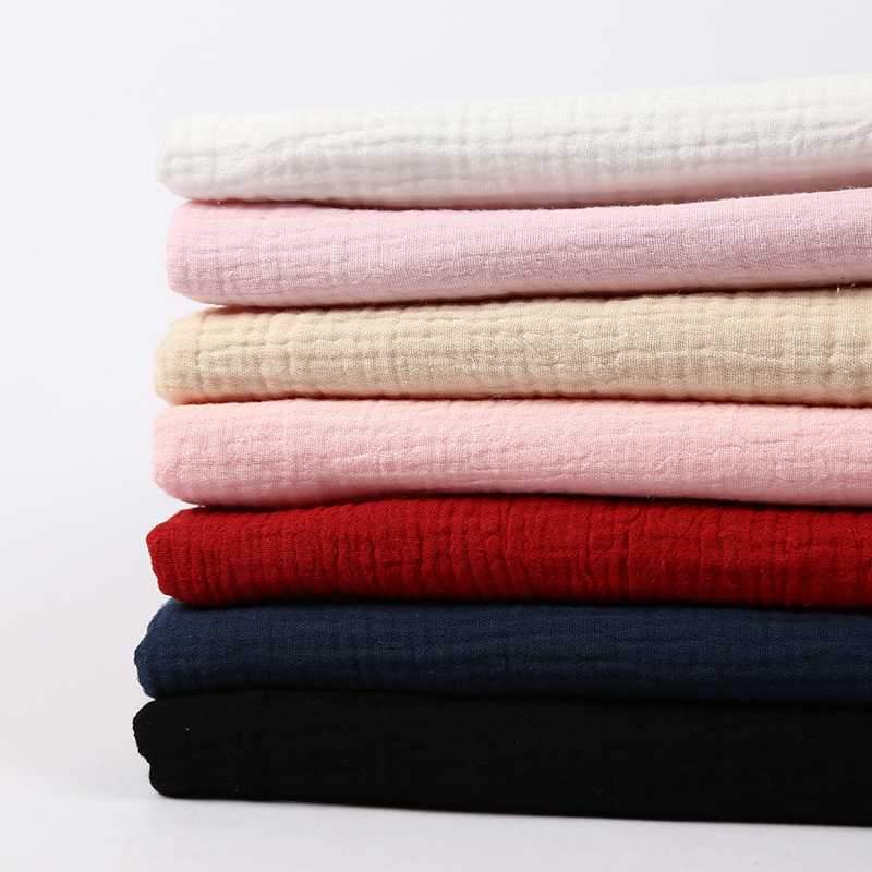 New Arrivel 100% Pure Cotton Comfortable Solid Color Cotton Gauze Fabric Double Layer Sand Washed Organic Cotton Fabric