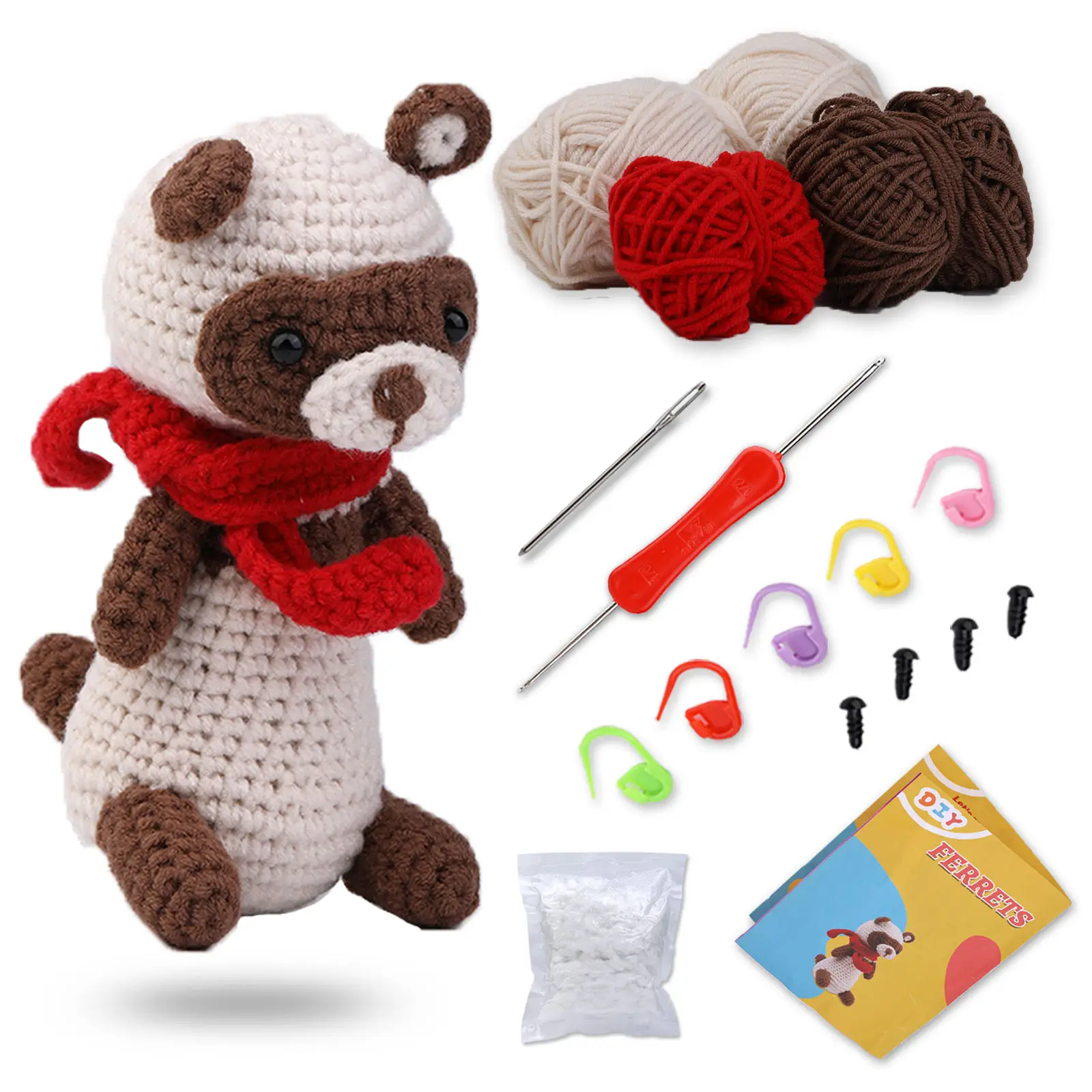 DIY Beginners Crochet Kit Animal Ferrets Knitting Crafts Woobles Crochet