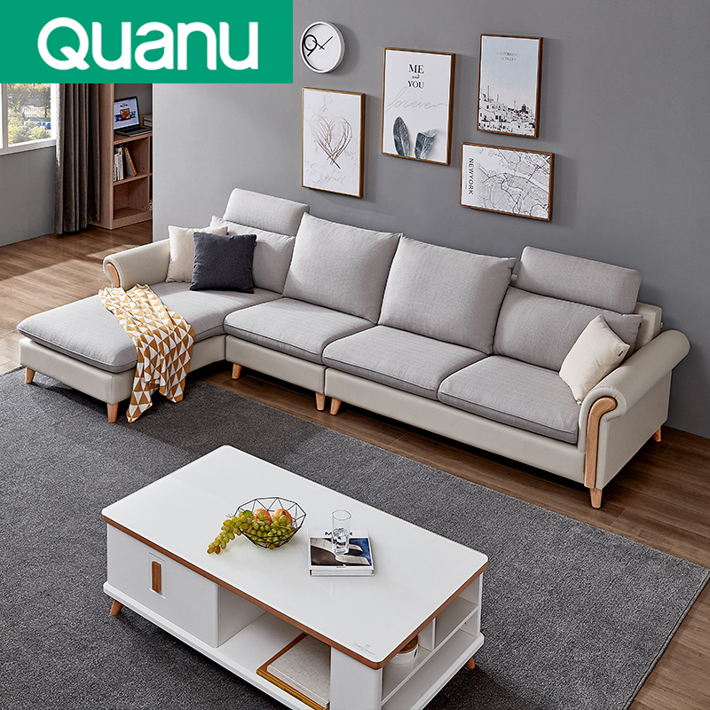 QFS43 Sofa + coffee table + TV cabinet + dining table set modern living room set cheap