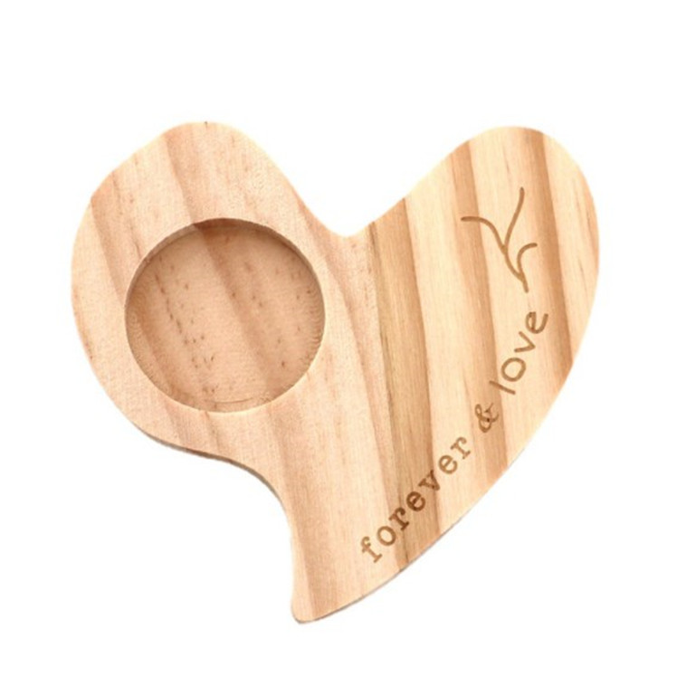 Wooden heart shape candle holder wood candle stands custom home decorate wooden candle holder