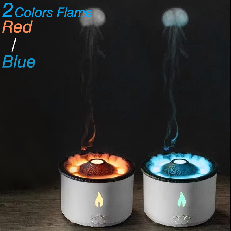 Aroma Flame Volcano Diffuser Humidifier Remote Control Air Fire Jellyfish Nebulizer Diffuser Oil Home