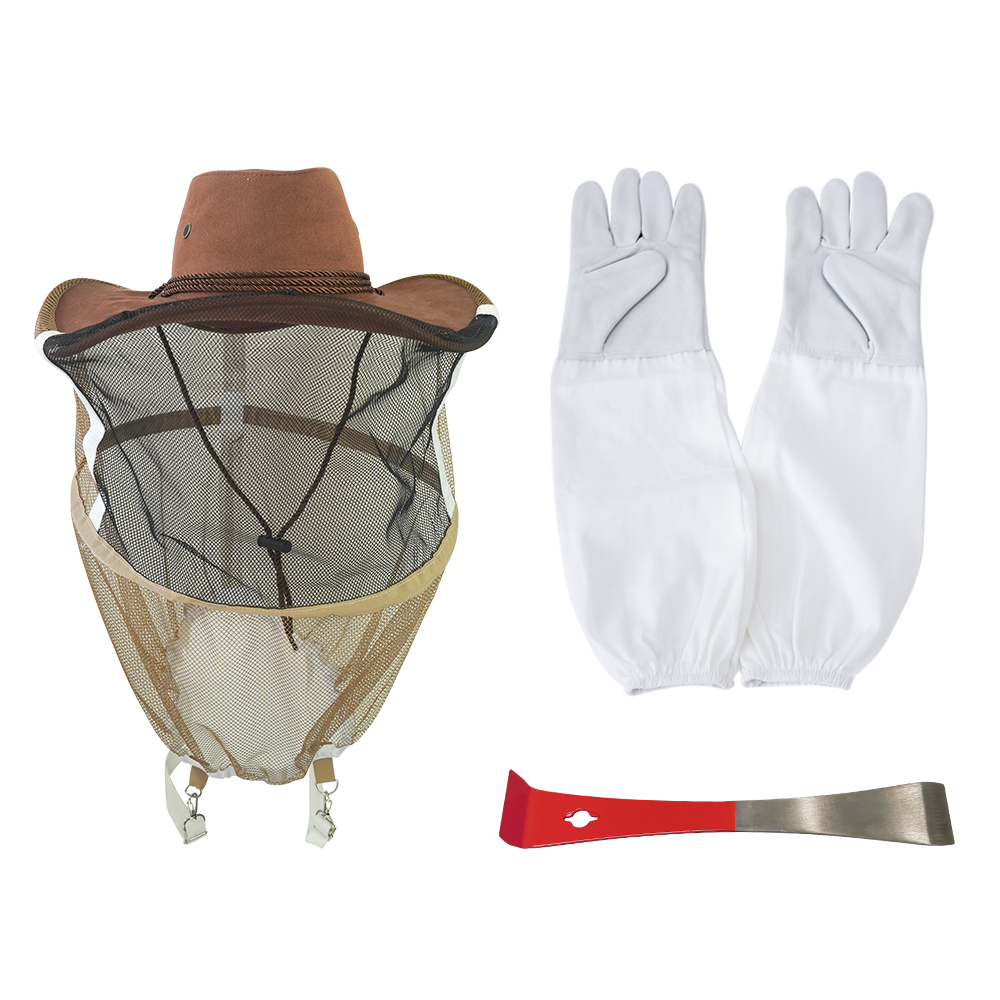 Beekeeping Tool Set Hat Gloves Hive Tool Steel Brush Bee Smoker Bee Feeder Farms Retail Apiculture Industries