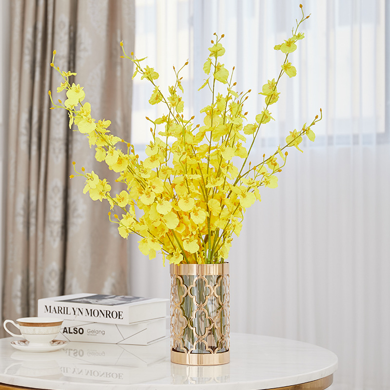 Metal Vase WITH GLASS For Wedding Centerpiece Wholesale Metal Gold Flower Stand Artificial Flower And Flower Stand Vase
