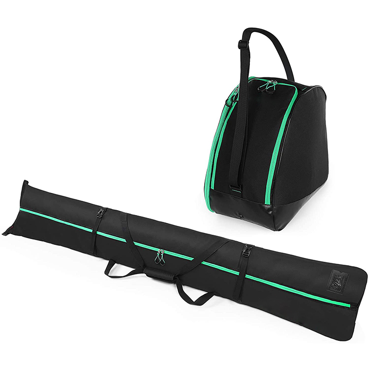 Travel Store Transport Adjustable Length Two-Piece Ski Bag and Boot Bag Combo For Snowboard Skiboards